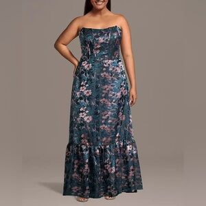 DB Studio Elegant floral strapless Maxi Dress Size 20 bridesmaid formal prom